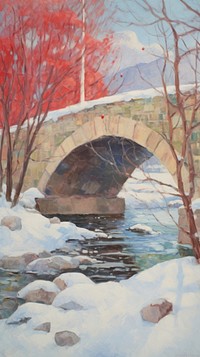Painting bridge arch snow.