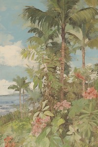 Illustration the 1970s of tropical outdoors painting tropics.