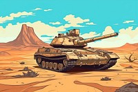 Tank in a desert military vehicle weapon.