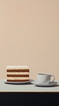 Minimal space coffee bar cake dessert saucer.