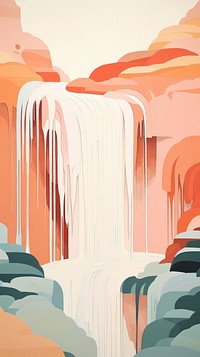 Minimal simple waterfall art outdoors painting.