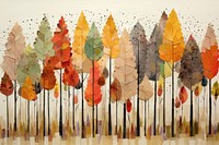 A group of autumn trees art painting outdoors.