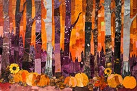 An autumn forest art painting pumpkin.