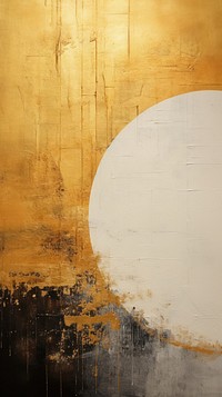 Minimal simple gold moon art abstract painting.