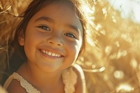 Little girl smiling photography portrait outdoors.