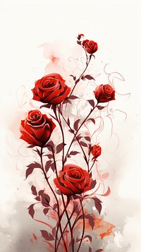  Ink red roses flower plant inflorescence. AI generated Image by rawpixel.