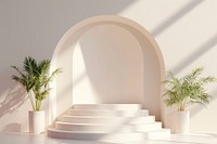 Art deco background architecture staircase plant.
