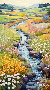 Landscape painting flower outdoors.