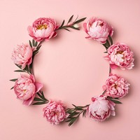 Floral frame peony flower nature circle.