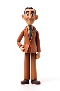 Businessman made up of clay figurine toy white background.