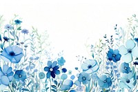 Minimal horizontal blue flower garden with shape edge in bottom border outdoors painting pattern.