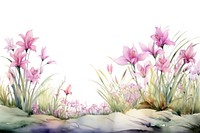 Minimal lily garden landscape with shape edge in bottom border outdoors painting nature.