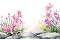 Minimal lily garden landscape with shape edge in bottom border painting nature flower.