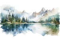 Lake landscape painting panoramic.