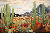 Cactus in desert landscape outdoors painting.