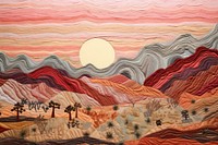 Desert in sunset landscape painting art.