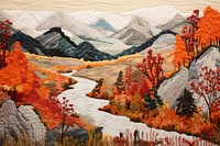 Great wall of china in autumn landscape painting textile.