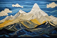 Mountain and blue sky landscape painting textile.