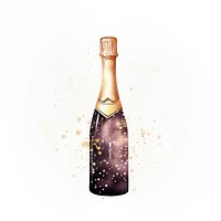 Champagne in Watercolor style bottle drink wine.