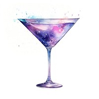 Cocktail in Watercolor style martini drink glass.