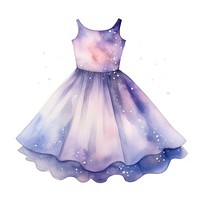 Dress in Watercolor style fashion gown white background.