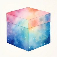 Paper box in Watercolor galaxy star white background.