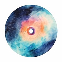 Record disk in Watercolor astronomy universe galaxy.