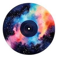 Record disk in Watercolor galaxy star white background.