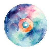 Record disk in Watercolor star white background astronomy.