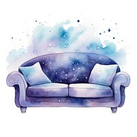 Galaxy element of sofa in Watercolor furniture cushion white background.