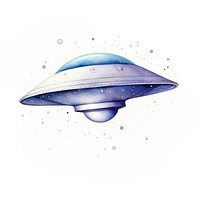 Ufo in Watercolor style vehicle space white background.