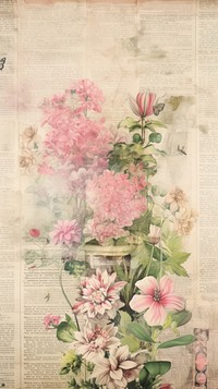 Wallpaper ephemera pale Antique painting pattern flower.