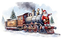 Christmas theme borber locomotive vehicle drawing. AI generated Image by rawpixel.