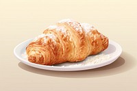 Powered sugar croissant plate food viennoiserie. AI generated Image by rawpixel.
