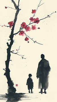 Painting silhouette blossom plant.