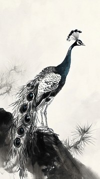 Peacock drawing animal sketch.