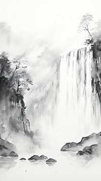 Waterfall outdoors drawing nature.