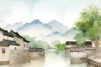 Hongcun Village of China scenery landscape outdoors water. AI generated Image by rawpixel.