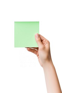 Green pastel Sticky note  hand holding paper.