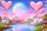  Fantasy evening sky background with heart shaped clouds outdoors balloon tranquility. AI generated Image by rawpixel.