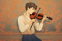 Illustration of a man with music instrument violin performance creativity.