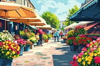 Set of abstract Flower Market posters market flower outdoors.