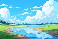 River and blue sky landscape backgrounds outdoors.