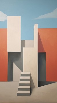 Minimal landscapes painting architecture staircase.