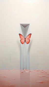 Minimal space butterfly painting art architecture.