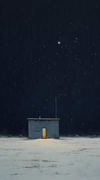 Minimal style winter night with snowing architecture building outdoors.