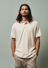 Cream polo shirt  t-shirt fashion sleeve.