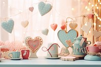  Bokeh hearts pink blue celebration. AI generated Image by rawpixel.