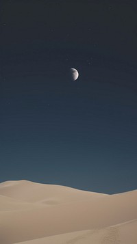 Aesthetic sand dunes landscape wallpaper moon astronomy outdoors.