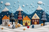 Winter scene art embroidery christmas.